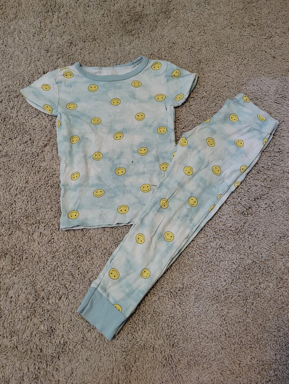 Old Navy Light Blue & Yellow Smiley Face Pajama Set
